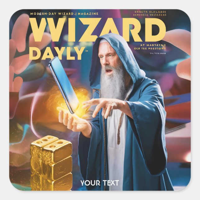 Sticker Carré Magazine Quotidien Imaginaire Cute Wizard (Devant)