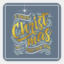 Sticker Carré Magical Christmas Typography Carré Gold ID441