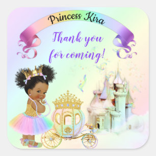 Sticker Carré Magical Rainbow Princess Castle Carriage