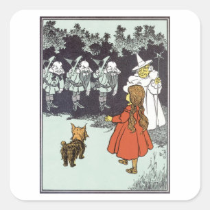 Sticker Carré Magicien d'Oz Dorothée Toto Glinda Munchkins vinta