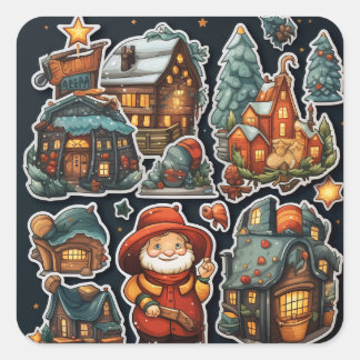 Sticker Carré Magie de Noël