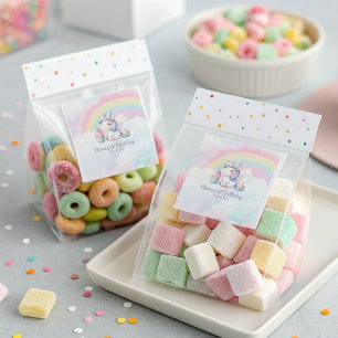 Sticker Carré Magique Unicorn Rainbow Anniversaire Party