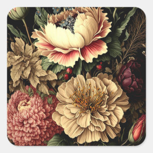 Sticker Carré Magnifique arrangement floral Vintage