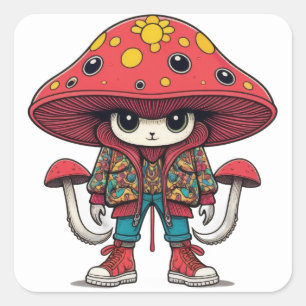 Sticker Carré Magnifique Champignons Minion