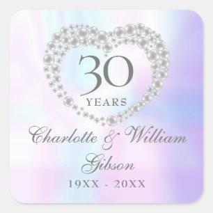 Sticker Carré Magnifique cœur de perle 30e anniversaire
