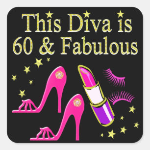 STICKER CARRÉ MAGNIFIQUE CONCEPTION DE DIVA À 60E ANNIVERSAIRE