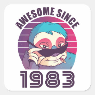Sticker Carré Magnifique depuis 1983 40e anniversaire Sloth Cade