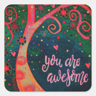 Sticker Carré Magnifique Motivation Arbre Enseignant Classe
