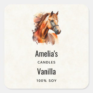 Sticker Carré Magnifique Sorrel Horse Portrait Bougie Business