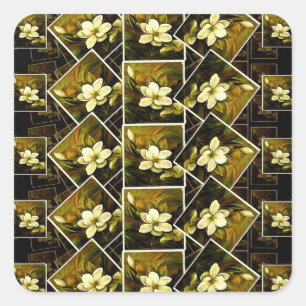 Sticker Carré Magnolia Grandiflora vintage Fixé dans les cadres
