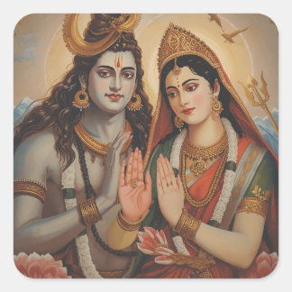 Sticker Carré Mahadev & Mata Parvati Painting Arts