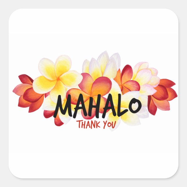 Sticker Carré Mahalo Plumeria (Devant)