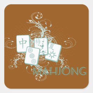Sticker Carré mahjong bleu