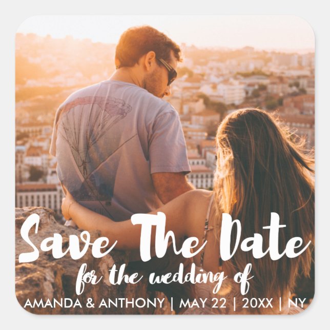 Sticker Carré Main blanche moderne écrite marquant avec des (Devant)