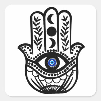 Sticker Carré Main de Hamsa Fatima Evil Eye