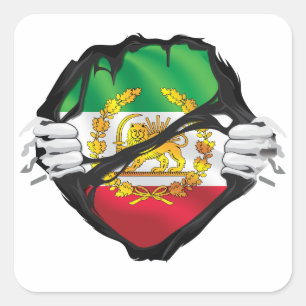 Sticker Carré Main déchiré Perse Royaume de Lion Pahlevi