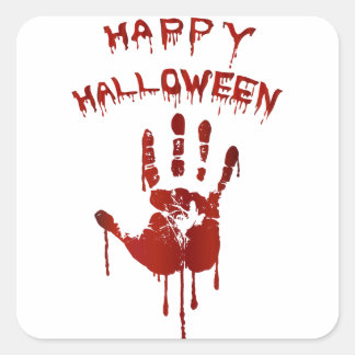 Sticker Carré Main sanglante de Halloween