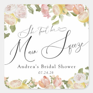 Sticker Carré Main Squeeze Citrus Floral Rose