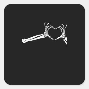 Sticker Carré Mains Coeur Squelette Drôle. Halloween Costume pea