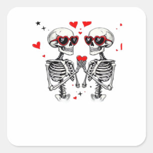 Sticker Carré Mains Coeur Squelette Pour Trending