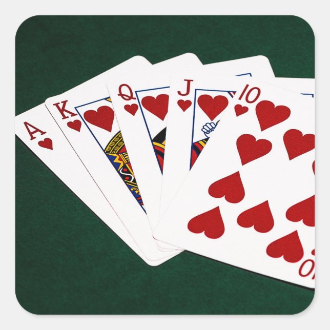 Sticker Carré Mains de poker - Brosse royale - Coeur (Devant)