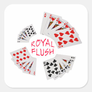 Sticker Carré Mains de poker - Royal Flush