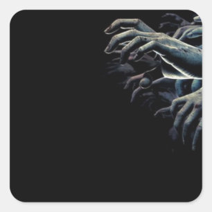 Sticker Carré Mains de zombie