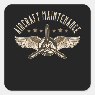 Sticker Carré Maintenance des aéronefs Avion Mécanicien d'aér
