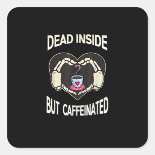 Sticker Carré Mais Café Café Squelette Mains Coeur