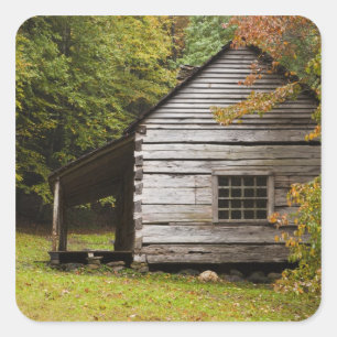 Sticker Carré Maison Bud Ogle, Parc national des Great Smoky Mou