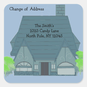 Sticker Carré Maison Chaleureuse Changement d'Adresse