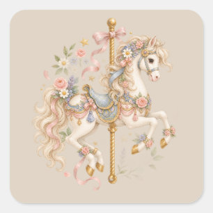 Sticker Carré Maison de cheval de carrousel antique Cadeau Cotta