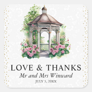 Sticker Carré Maison de jardin de mariage gazebo printemps aquar