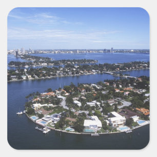 Sticker Carré Maison de l'île privée Biscayne Bay, Star