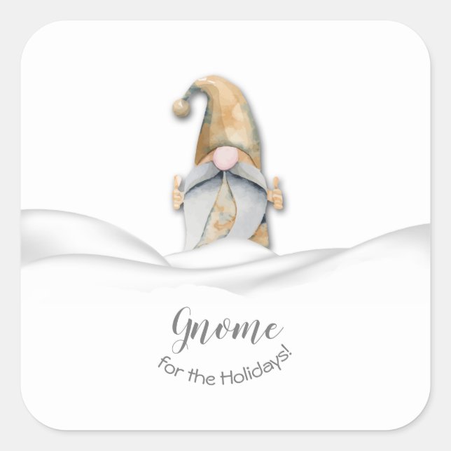 Sticker Carré Maison Gnome de Noël pour les Fêtes (Devant)