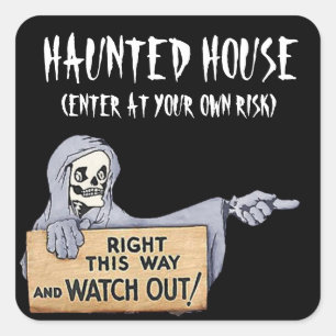 Sticker Carré Maison haunted