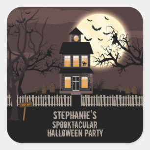 Sticker Carré Maison haunted