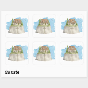 Sticker Carré Maison sur JESUS Le Rocher - Matthieu 7:24 Femmes