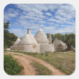 Sticker Carré Maisons Trulli dans les Pouilles/Pouilles