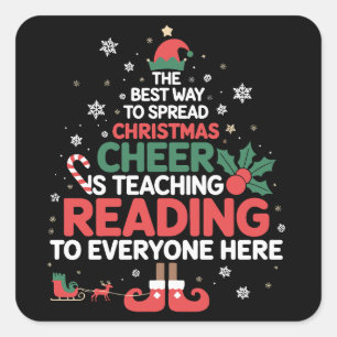 Sticker Carré Maître de lecture Noël Elf Xmas Cheer 
