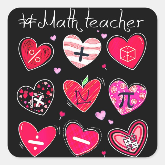 Sticker Carré Maître de mathématiques amusant Saint Valentin Pi  (Devant)