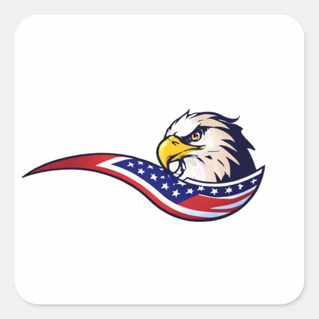 Sticker Carré Majestic Eagle : Etats-Unis Drapeau Conception du  (Devant)