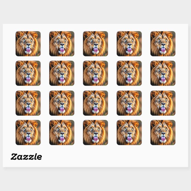 Sticker Carré Majestic Lion Portrait (Feuille)