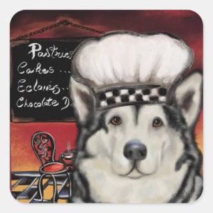 Sticker Carré Malamute d'Alaska        