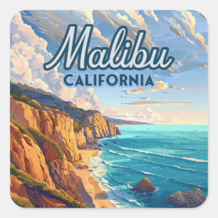 Sticker Carré Malibu California Los Angeles El Matador Beach