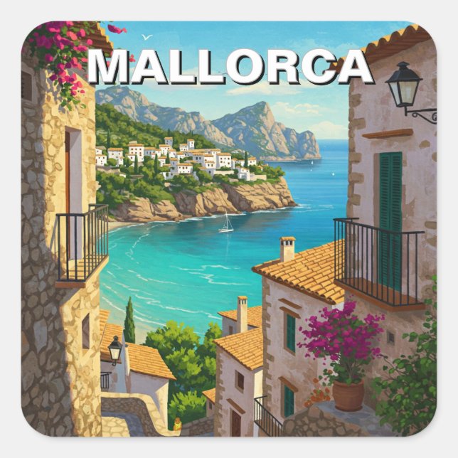 Sticker Carré Mallorca Espagne Voyage (Devant)