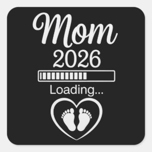 Sticker Carré Maman 2026 Chargement Papa Annonce de Grossesse Bé