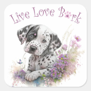 Sticker Carré Maman Dalmatien Floral
