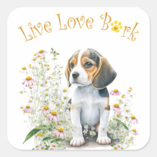 Sticker Carré Maman de chien beagle
