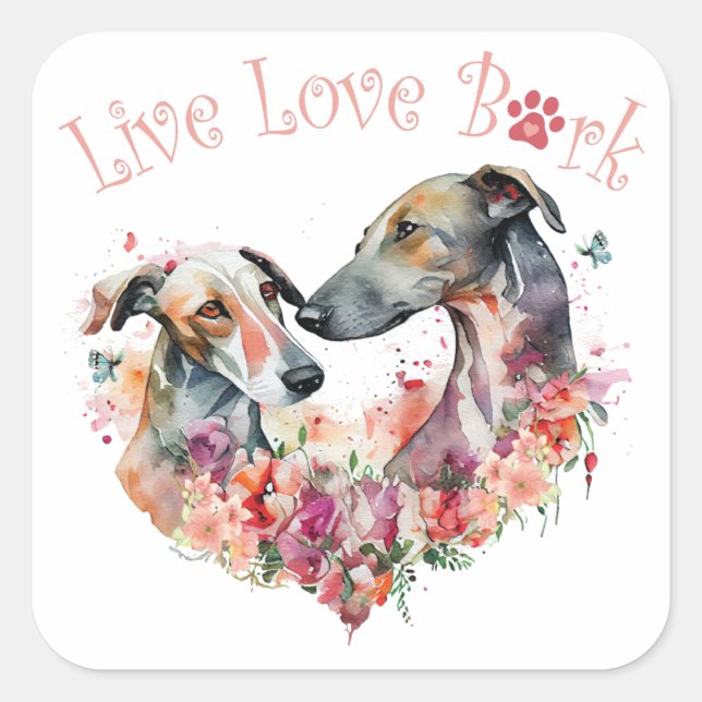Sticker Carré Maman Greyhound Floral (Devant)